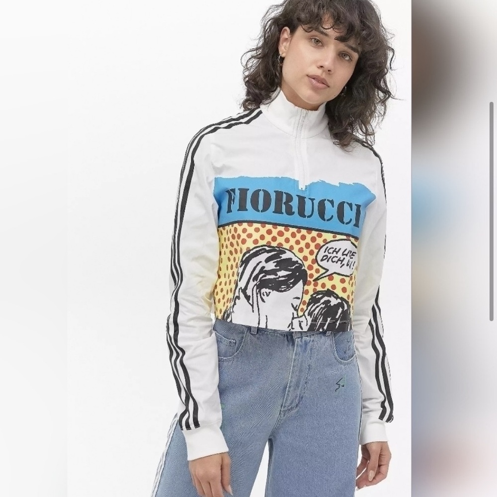 adidas Originals White and Blue Graphic Sweatshirt